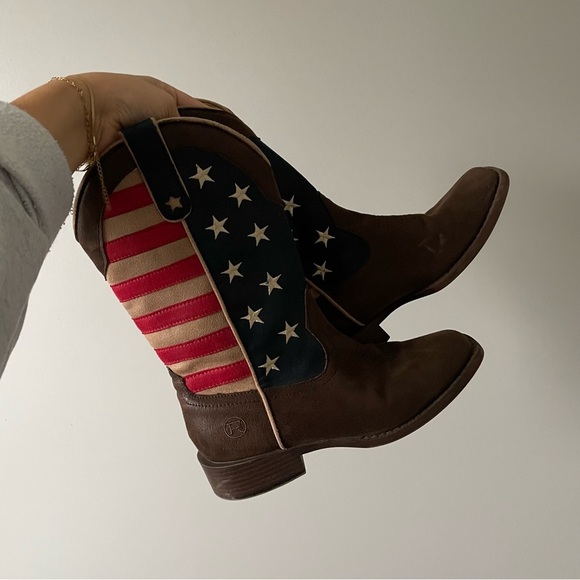 Roper American Patriot Stars & Stripes Western Boots Square toe size 6.5 - Picture 4 of 12